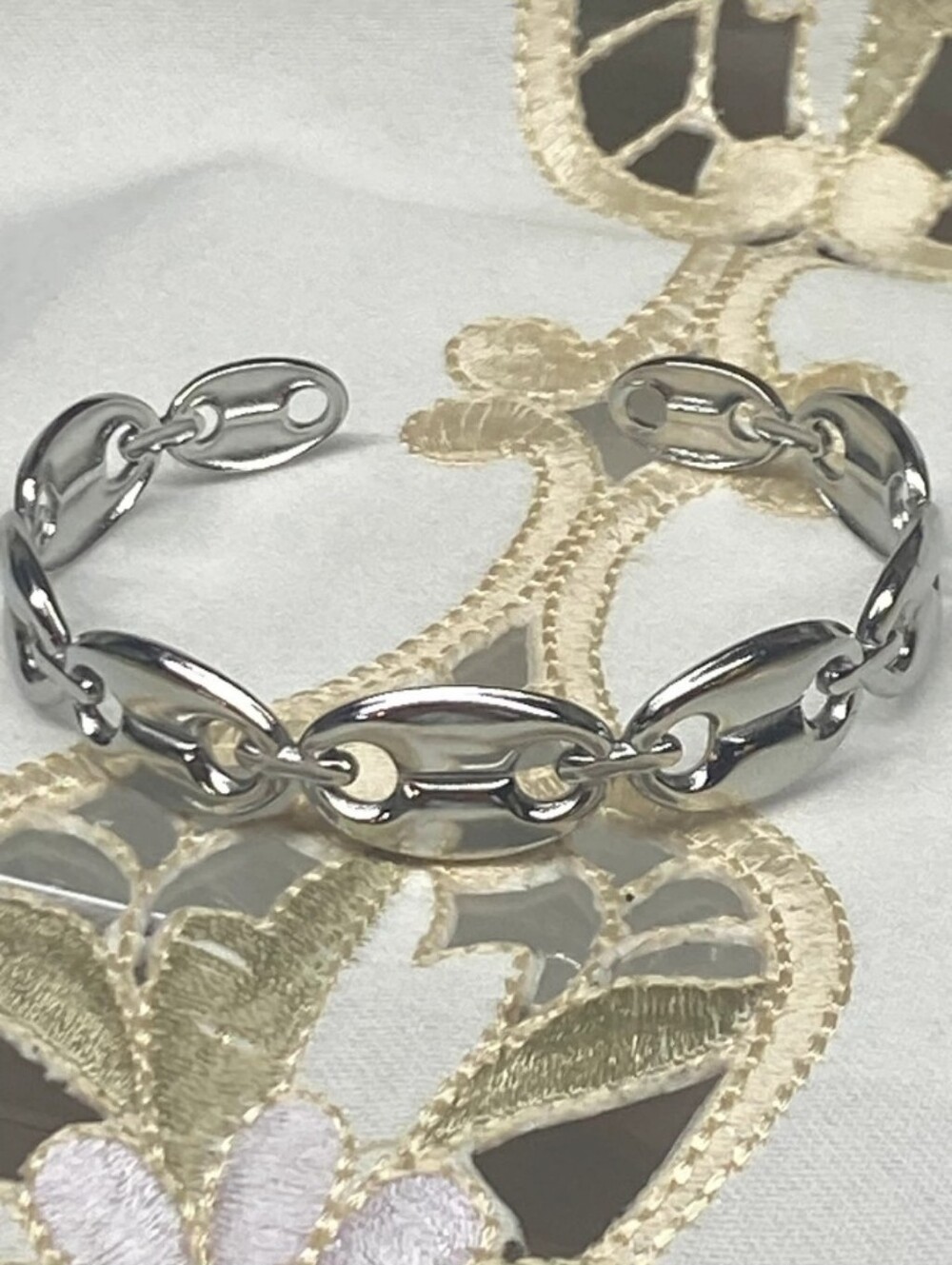 Ina Polished Silver Oval Link Bracelet